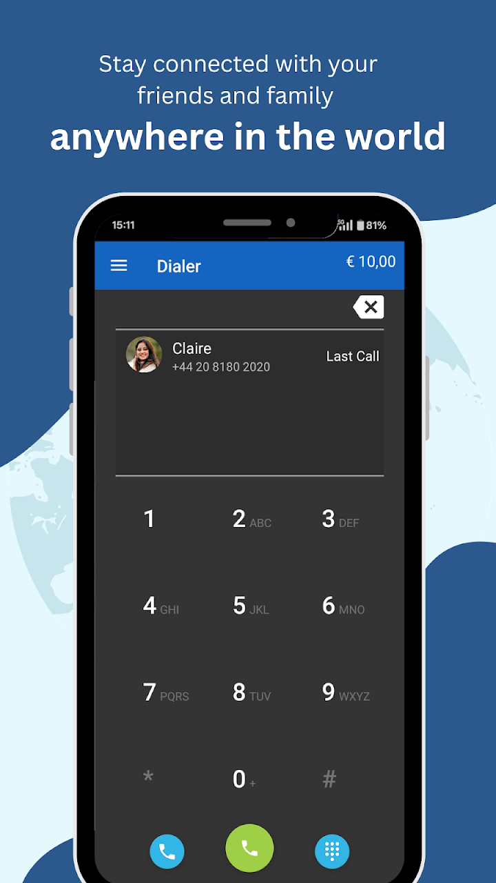 MobileVOIP international calls screenshot