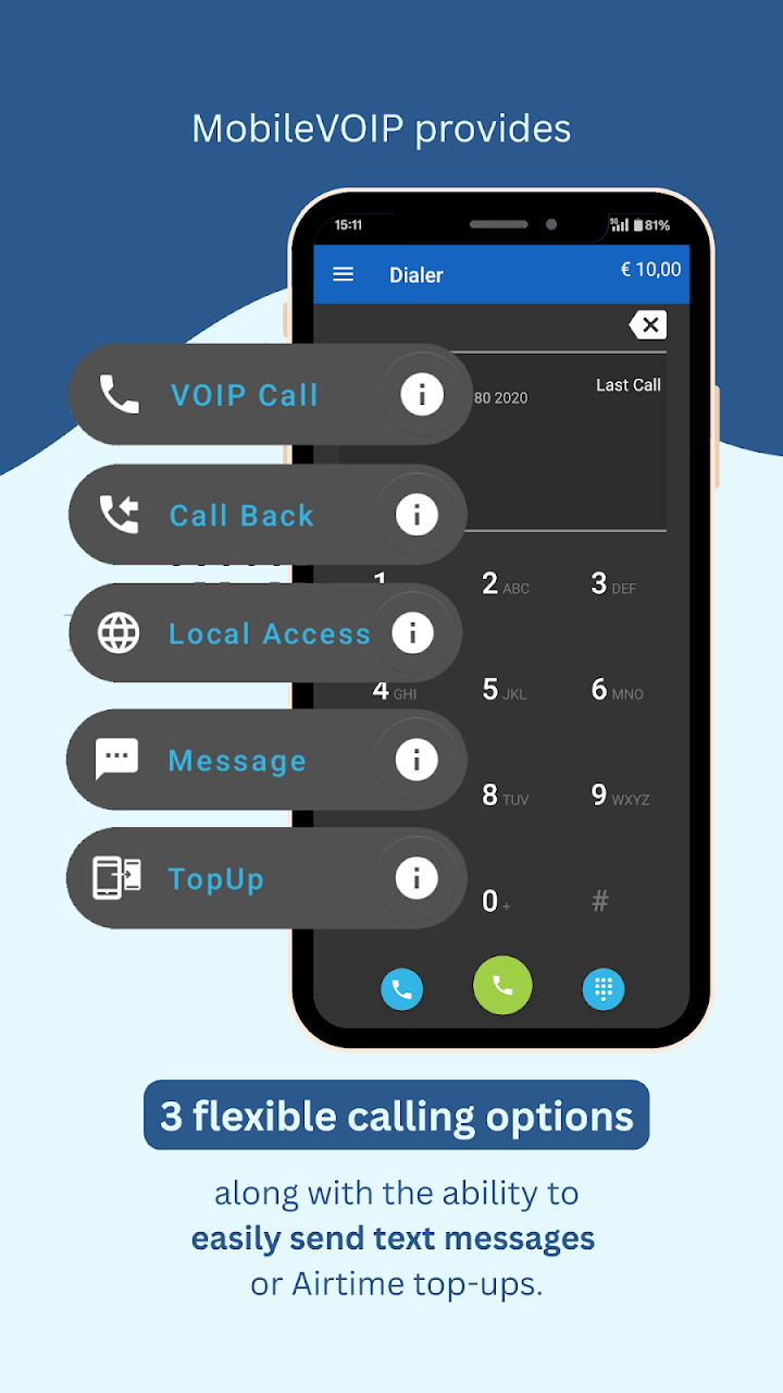 MobileVOIP international calls screenshot