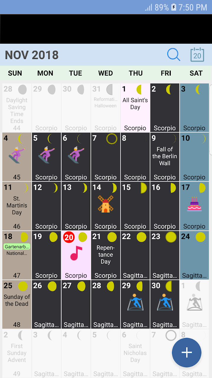 USA Calendar screenshot