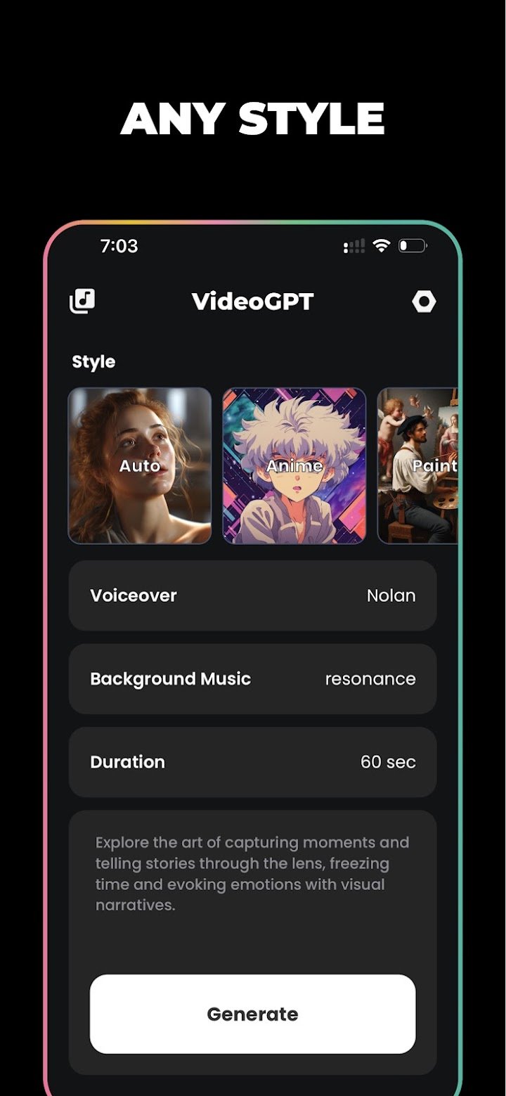 VideoGPT - AI Video Generator screenshot